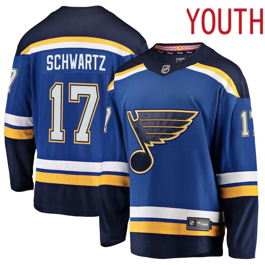 Youth St. Louis Blues #17 Jaden Schwartz Fanatics Branded Blue Breakaway Player NHL Jersey->vancouver canucks->NHL Jersey